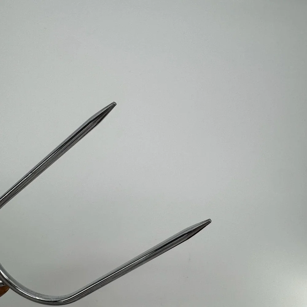 Vtg Carving Meat Fork Amber Marbled Bakelite ? Handle Kitchen Utensil Retro